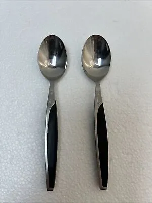 Mar Crest Ebony Elegance Atomic Starburst  TeaSpoons Set 2 Stainless Flatware • $19.99