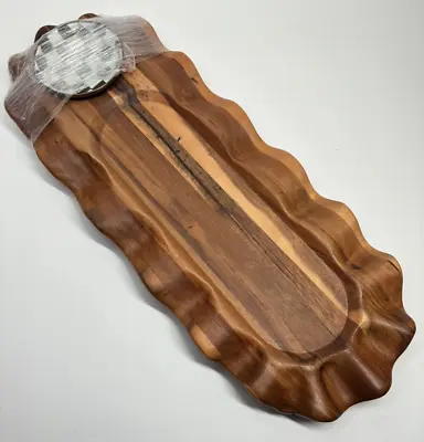 MacKenzie Childs Acacia Wood Serving Tray Bread Board Courtly Check Bowl Retired • $249.99