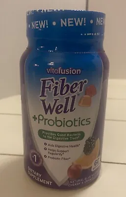 Vitafusion Fiber Well + Probiotics Digestive Health 60 Natural Fruit Gummies • $18.50