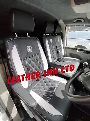 Vw Transporter T5 T6 Seat Covers 3 Seater Front Row 1+2 With 2 Armrest With Logo • $211.57