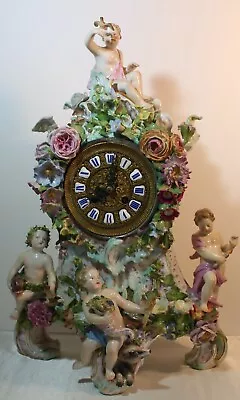 Beautiful Large Meissen Cherub Flower Clock Antique • $2800