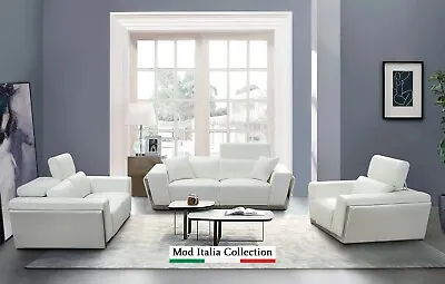 GENUINE Italian Leather 3PC White Sofa Loveseat Chair Contemporary Living Room • $4299.99