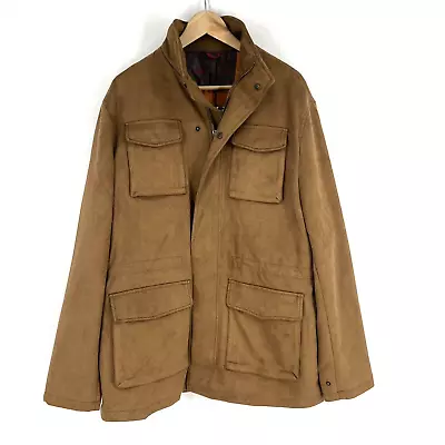 Robert Graham Coat Size XL Mens Cognac Brown Cargo Field Jacket Gentlemen Suede • $134.99