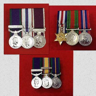 £40.25 • Buy 3 X Supplied & Court Mounted Miniature Medal Group Choose Your Miniature Medals