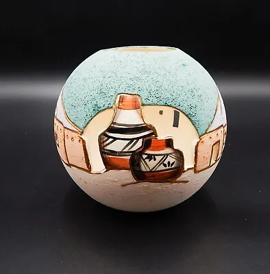 Vera Russell Original Pottery Bowl Enameled Jar Pueblo Gold Vase Candleholder • $54.99