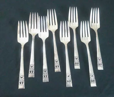 Set Of 8 Oneida Community Plate Coronation Silver Plate Salad Forks 6 3/8  • $24.99