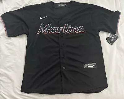 Mens MLB Miami Marlins Authentic On Field Jersey - Black Alternate - SIZE L • $40