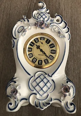 Vintage Mercedes Ceramic Wind Up Mantle Clock - Tested And Working • $54.95