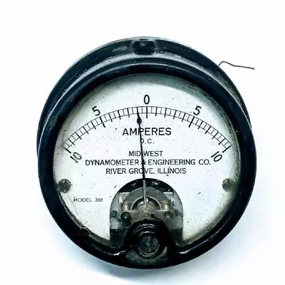 Midwest Dynamometer Model 301 10-0-10 Ammeter Amp Meter Gauge White Face Vintage • $38.22