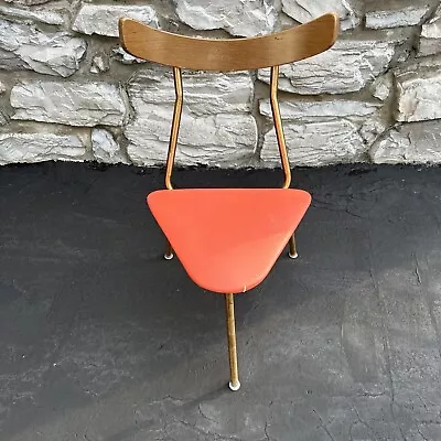 Mid Century Metal Craft Triangle Chair Orange • $49.99