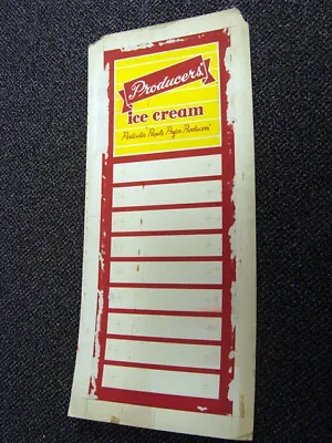 Circa 1950s Producers’ Ice Cream Original Artwork Menu Board Springfield IL • $75