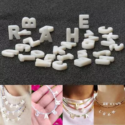 Alphabet Letter Spacer Beads White Loose Beads Handmade Bracelet Necklace Crafts • $10.72