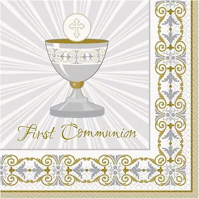 Unique Golden Radiant Cross First Communion Napkins Party Supplies 16 Count • £3.85
