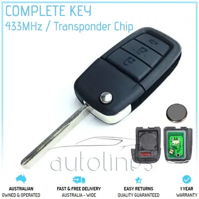 $59.99 • Buy Fits HOLDEN VE COMMODORE 2006-2013 3 Button Remote Chip Complete Flip Key FOB