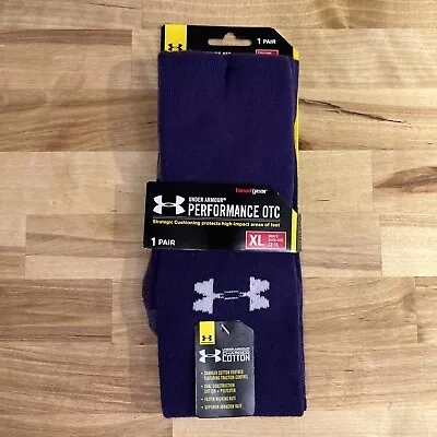 $5.99 • Buy Men's Under Armour Performance Socks XL (Shoe Size 13-16) Purple Over The Calf
