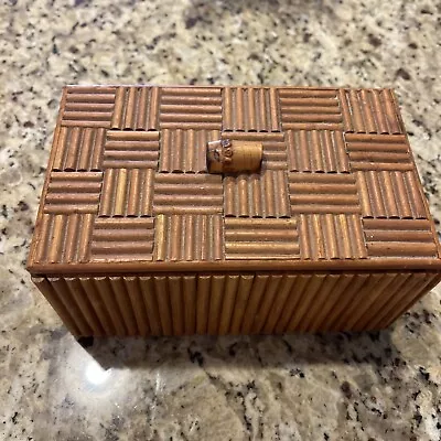 Vintage 1970's Bamboo Box With Lid • $12