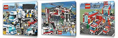 £9.99 • Buy Lego City Kids Canvas Wall Art Plaque Pictures Set Of Three Pack 1