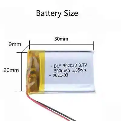 1x3.7V 500mAh 902030 Lithium Polymer LiPo Rechargeable Battery For Mp3 Gps Dvd • £9.99