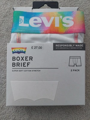 £21.99 • Buy Levi's Mens Soft Cotton Stretch Boxer Brief 2 Pack Pride Size Small New RRP £27