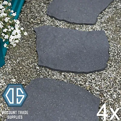 4x Primeur Grey Natural B Stepping Stone Recycled Rubber Decorative Garden • £42.99