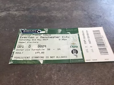 Everton V Manchester City 3 May 2014 Match Ticket • £0.99