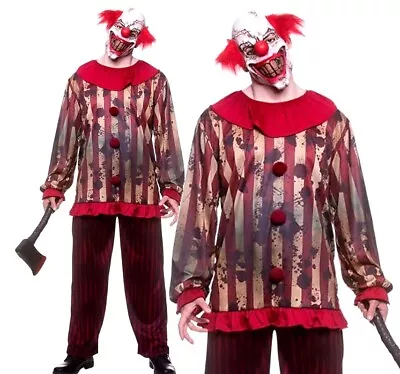 Mens VINTAGE CLOWN Halloween Fancy Dress Costume IT Pennywise Adult Horror Scary • £8.95