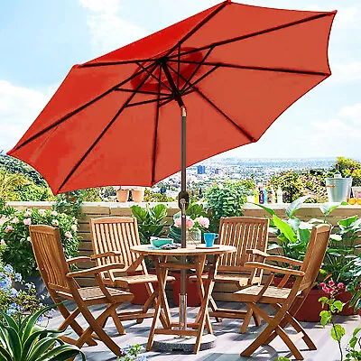9 Ft Patio Umbrella Outdoor Market Table Umbrella With Push Button Tilt Crank • $65.99