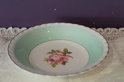 J & G Meakin Sol 7-1/2  Soup Bowl(s) Pink Rose Green Border Gold Trim • $6.58