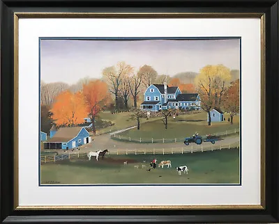 Michel Delacroix  Cornerstone Farm  Custom Framed French Primitive Art Litho • $199.99