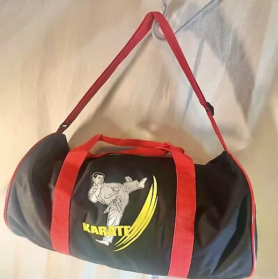 Vintage Karate Kick Gym Duffle Bag Overnight Carry Sport Satchel Strap Black Red • $14.91