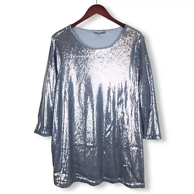 Jessica London Shiny Sparkly Sequin Blouse Top Shirt Size 20W • $29.99