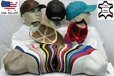 New 100% Real Genuine Lambskin Leather Baseball Cap Hat Sports Visor 40 COLORS • $13.89