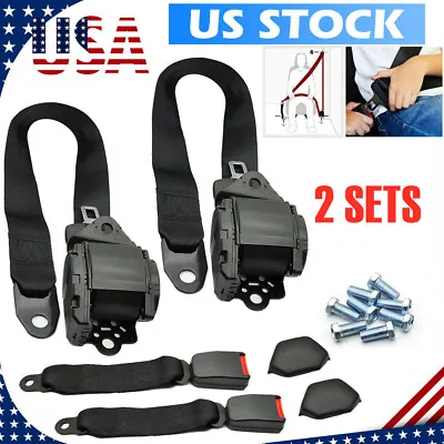 $42.42 • Buy Pair 3 Point Safety Seat Belt Straps Heavy Duty Car Truck Adjustable Retractable