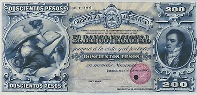 Argentina 200 Pesos 1888 Banco Nacional Reproduction • $11.08