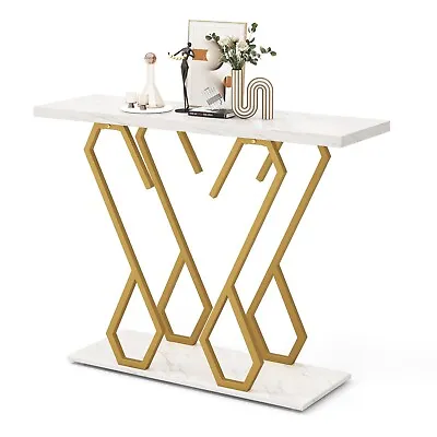 Modern Console Table Faux Marble Narrow Entryway Hallway Table Accent Desk 100cm • £52.95