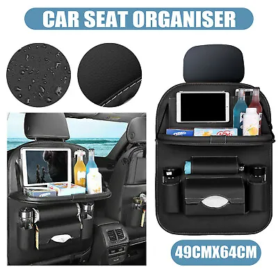 $16.69 • Buy Foldable Car Back Seat Organiser Leather Storage Bag Table Tray IPad Cup Holder