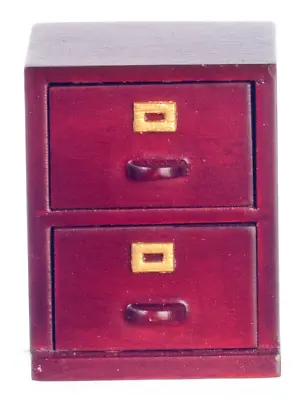 Cabinet File 2 Drawer Study Mahogany Furniture Dolls House Miniature 1:12 Scale • £14.99