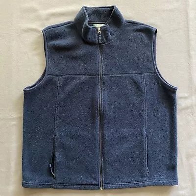 Vintage LL Bean Sweater Vest Mens XL Blue Full Zip Fleece Pockets Sleeveless • $11.85