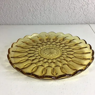 VTG Anchor Hocking Glass Fairfield Amber Yellow Plate Platter 10in Vintage Retro • $14