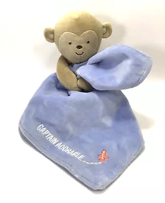 Captain Adorable Monkey Child Of Mine Lovey Lovie Security Blanket Blue Satin • $9.77