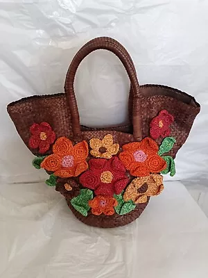 Paolo Masi Italian Women's Handbag Full Woven Flower Leather • $69.99