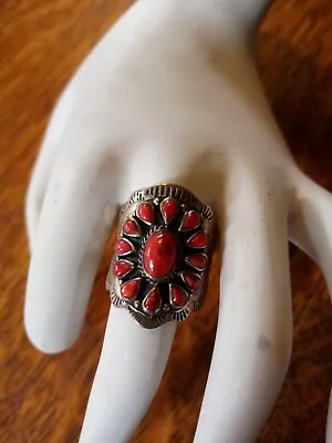 Signed Sterling Coral Ring • $49.99