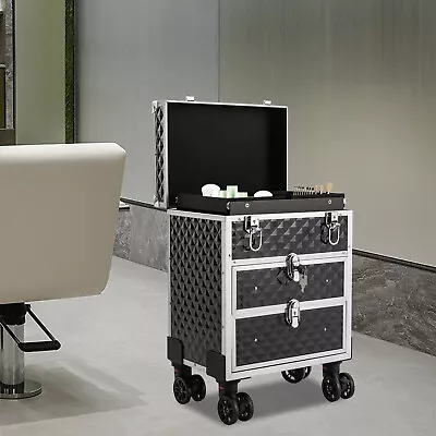 Professional Rolling Makeup Case Train Case Cosmetic Trolley Cosmetic Organizer • $85.50