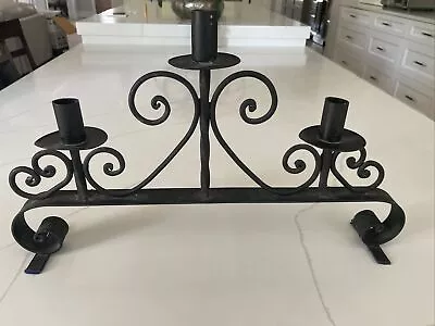 Vintage 3-arm Wrought Iron Candelabra Candle Holder Mexico  Black • $35