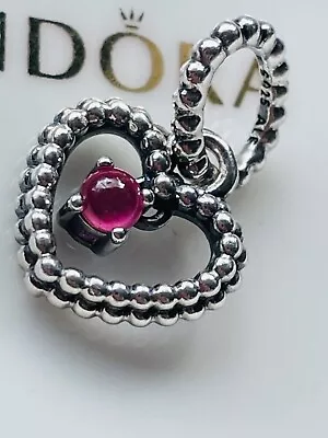 Pandora October Birthstone Heart Dangle Charm S925 ALE 798854C09 Crystal • £15