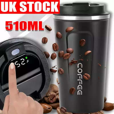 Coffee Cup Travel Mug 510ml Double Wall Thermal Coffee Mug Stainless Steel Flask • £10.89