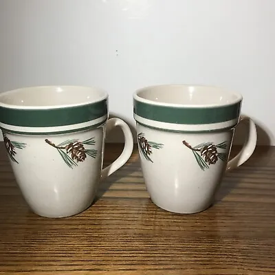 2 Cabela’s Folkcraft Stoneware Pinecone Coffee Mugs Cups Euc • $15.99