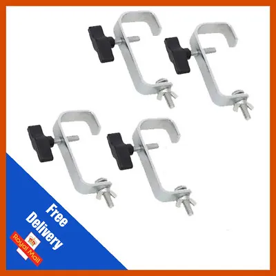 4 X Heavy Duty 50mm G Clamp Steel Hook Bracket | DJ | Truss | Lighting | Chrome • £19.99