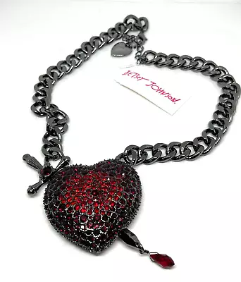 Betsey Johnson Heart Dagger Pendant Necklace • $70