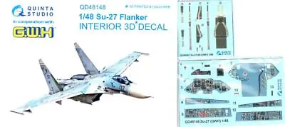 Quinta Studios 1/48 SUKHOI Su-27 FLANKER 3D DECAL COLORED INTERIOR SET GWH Kit • $19.99